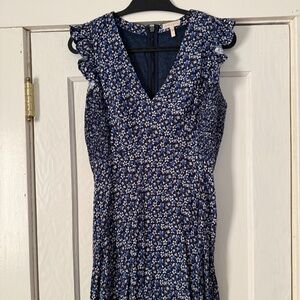 Rebecca Taylor Blue Floral Mini V-Neck Dress
